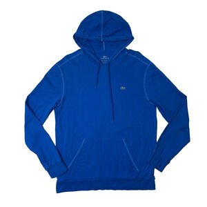 Lacoste Hoodie Mens 6 Pacific Blue Cotton Drawstring Crocodile Pullover Sweater